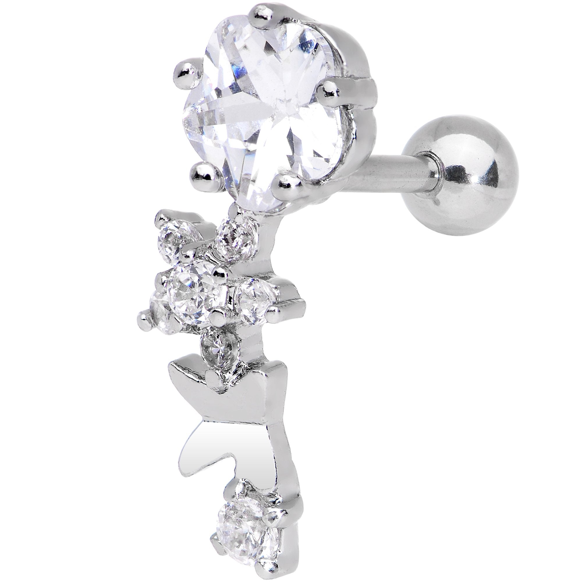 BodyCandy 1/4 Clear Gem Cascade Right Cartilage Earring — main product shot